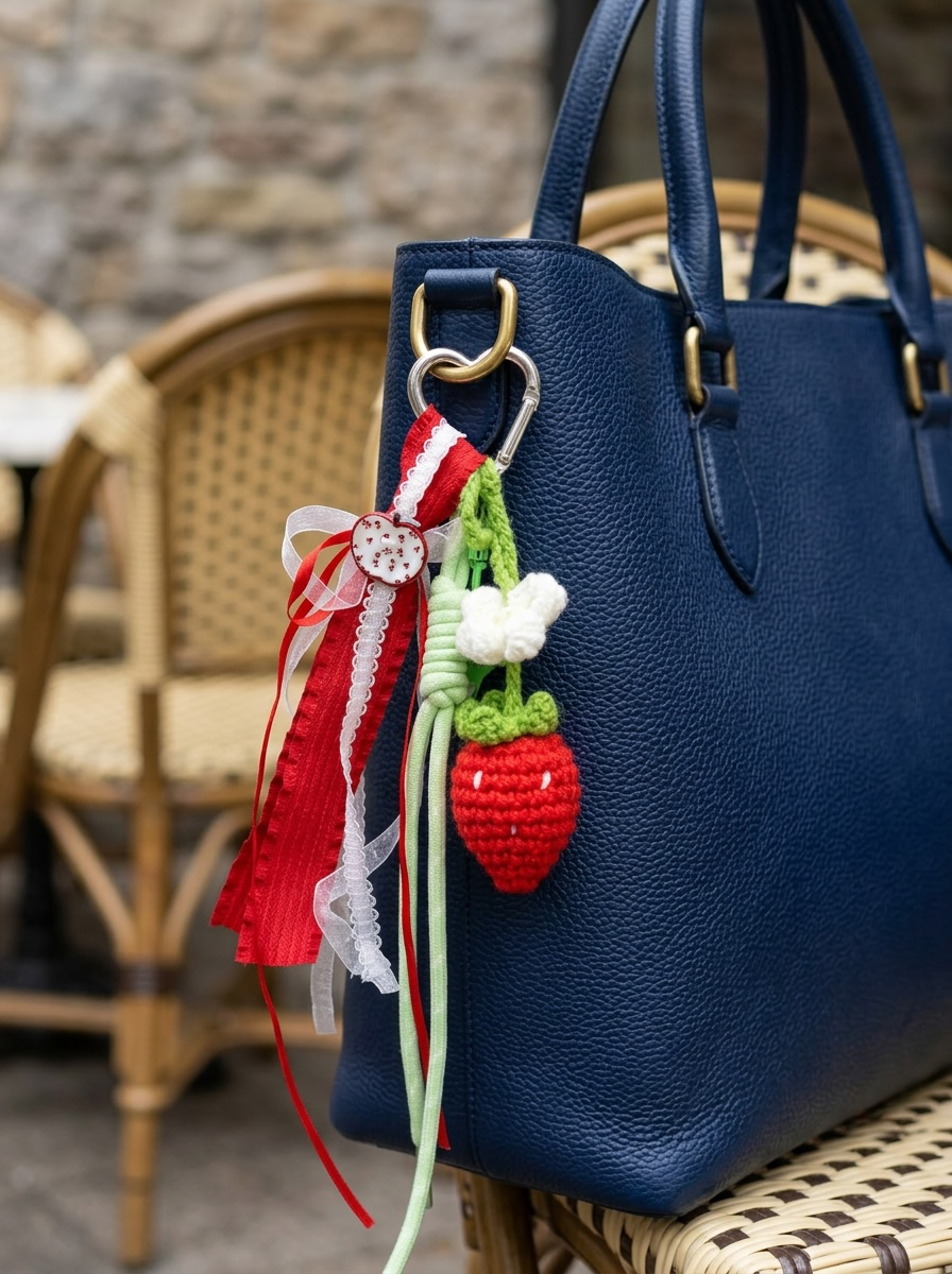 Crochet Strawberry Bag Charm