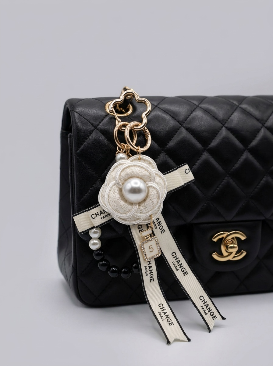 Elegant Pearl Flower Bag Charm